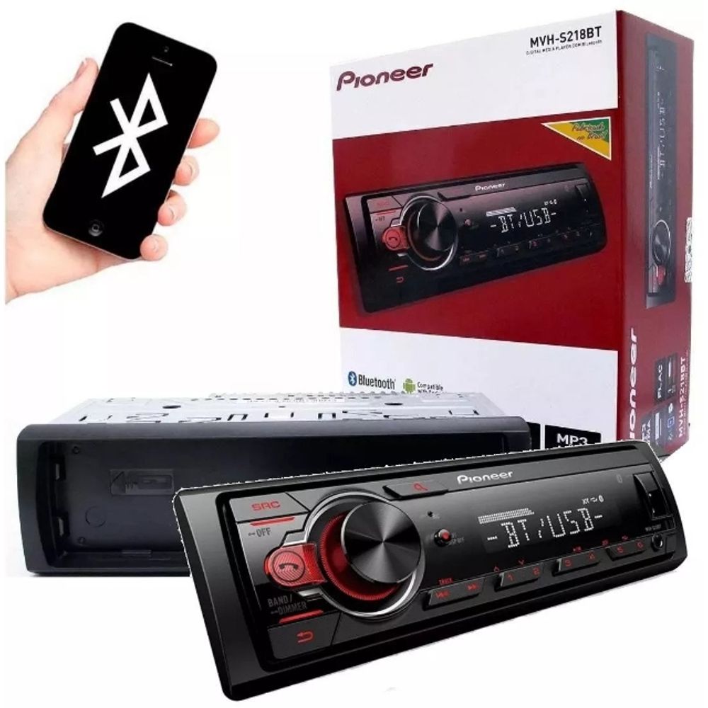 Auto Rádio Pioneer Mvhs218bt Bt / Usb/ Aux/ Interface para Android - Preto