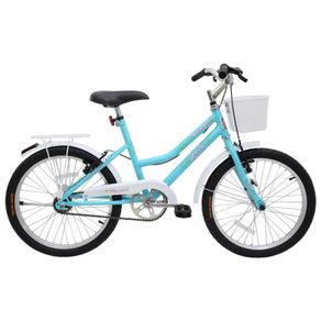 Bicicleta Cairu Aro 20 Princess com Ceste Azul Tiffany/ Branco