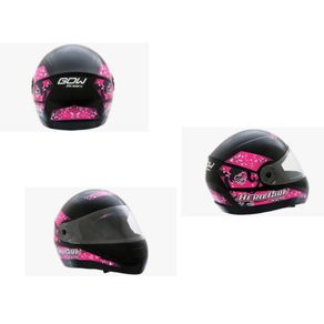 Capacete Kids Girl Gow Hero Tamanho 54 Preto/Rosa