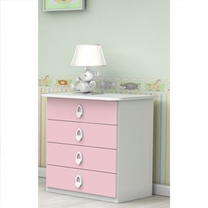 Comoda Batrol Inocencia 4 Gavetas Bicolor BRANCO ROSA/AZUL