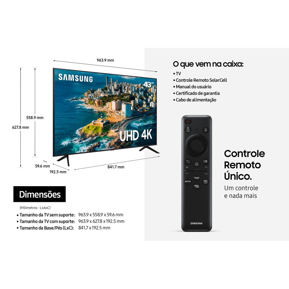 TV Samsung 43 Led Smart Ultra UN43CU7700GXZD HD USB 4K Alexa - Novalar