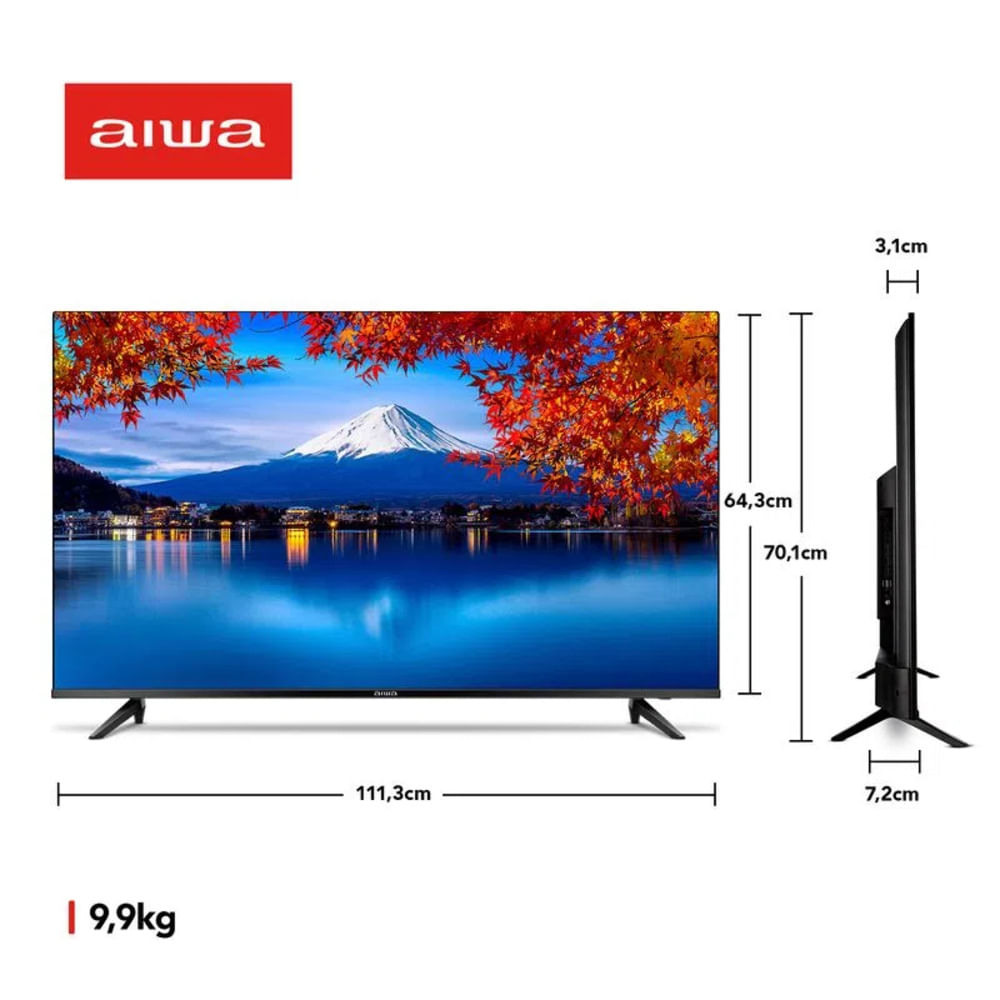 Smart TV 50 AIWA DLED 4K HDMI USB Bluetooth AWS-TV-50-BL-02-A - Novalar