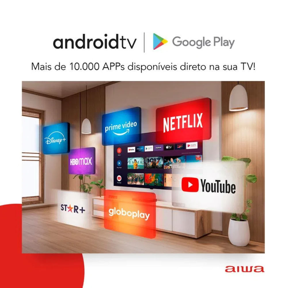 Smart TV 50 AIWA DLED 4K HDMI USB Bluetooth AWS-TV-50-BL-02-A - Novalar