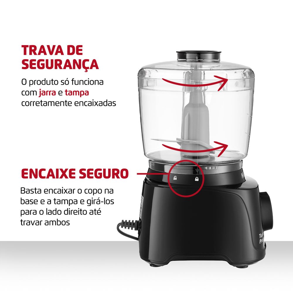 Mini Processador Mondial Turbo Pratic 300W Preto MP-16-B - 127