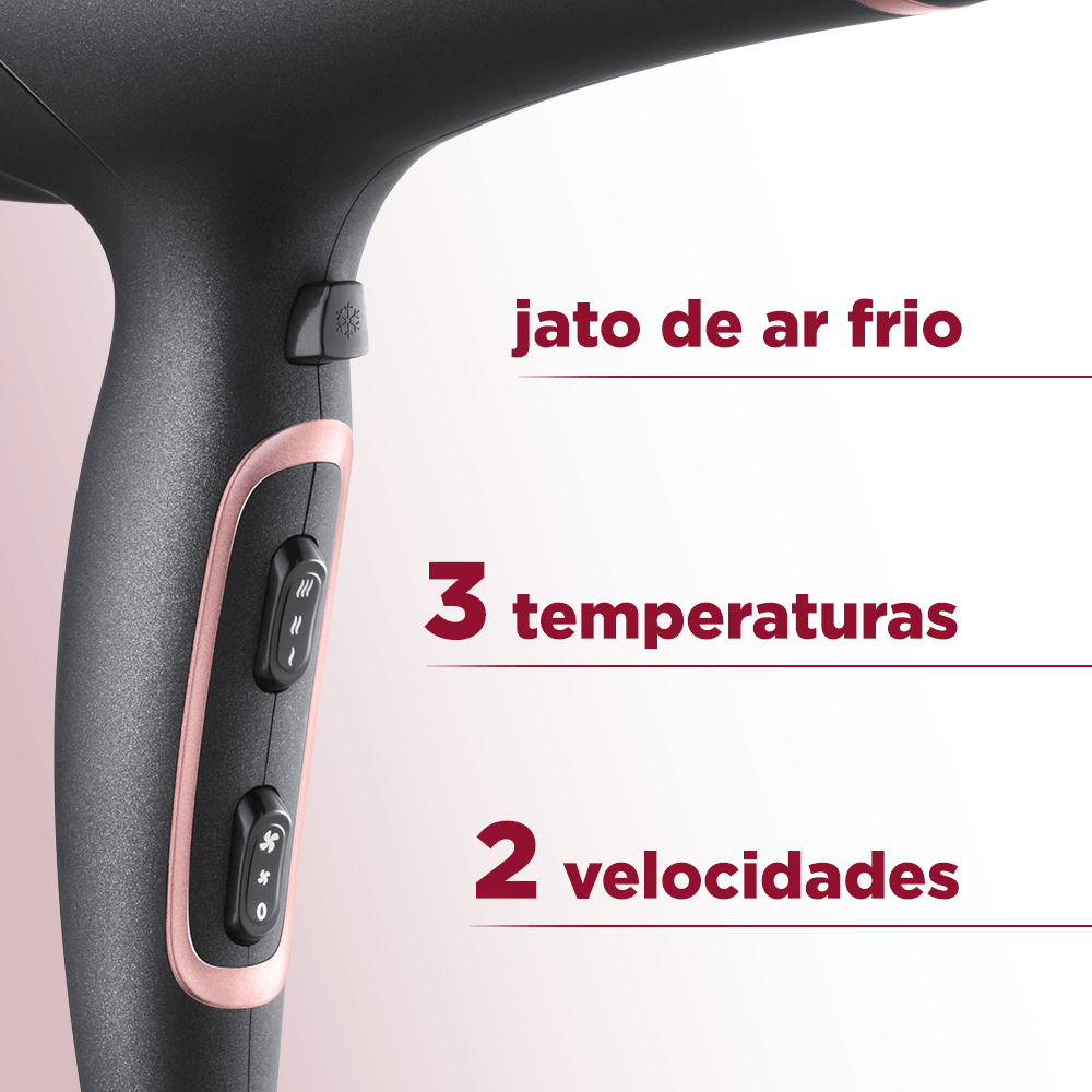 Secador de Cabelo Mondial Sc 37 Black Rose 2000W - Novalar