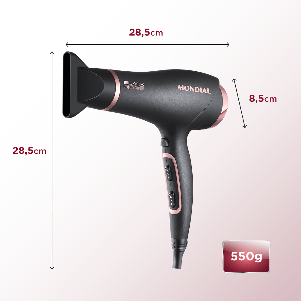 Secador de Cabelo Mondial Sc 37 Black Rose 2000W - Novalar