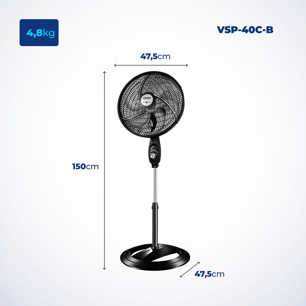 Ventilador De Mesa Super Power Vsp-30-b 30cm 6 Pás Mondial Cor da estrutura  Preto Cor das pás Prata 127V