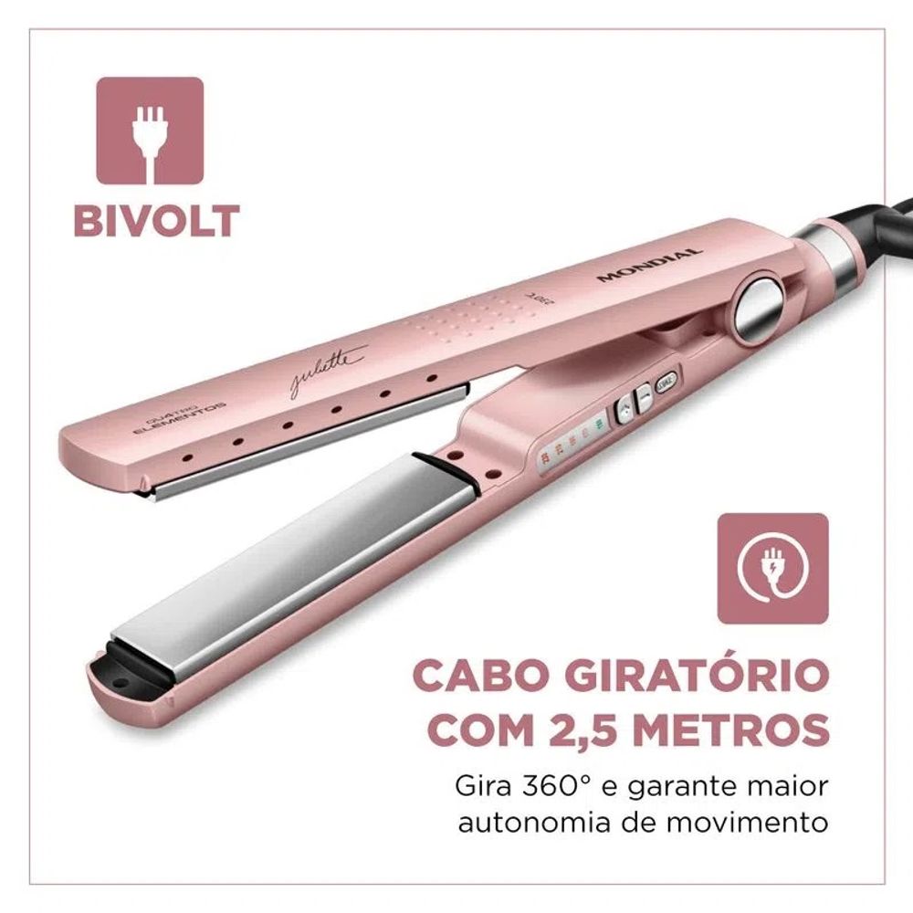 Prancha Alisadora Mondial Golden Rose P-JU-01 60W Bivolt - Novalar