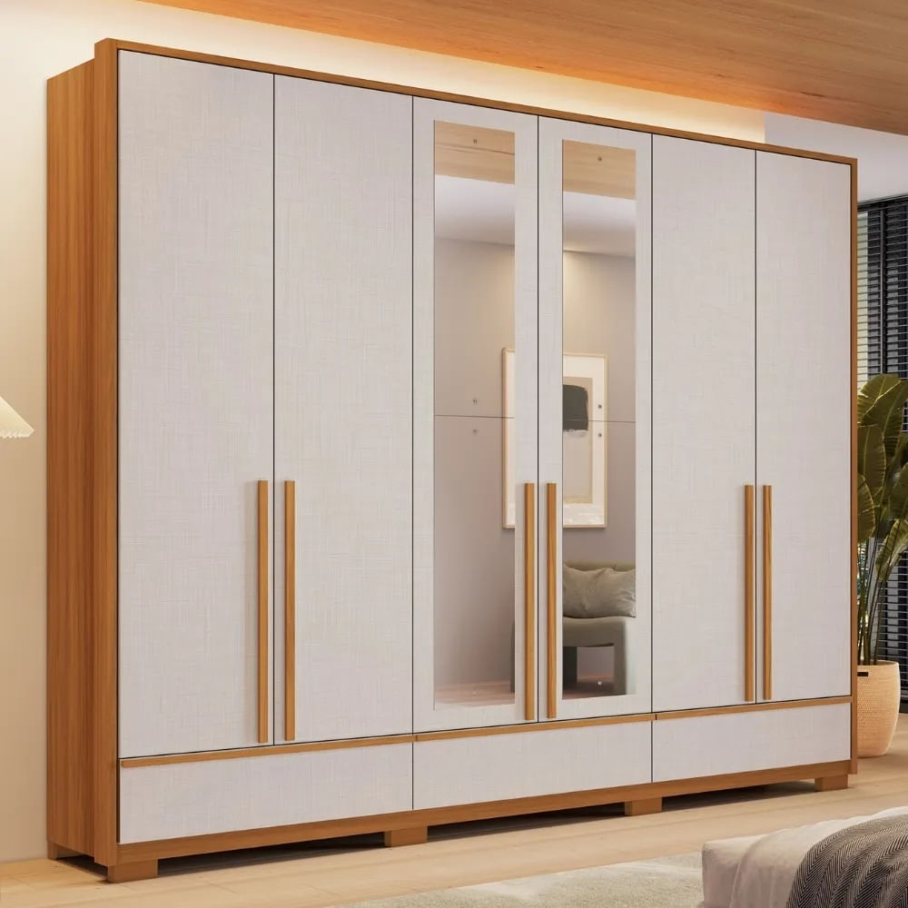 Guarda-roupa Notável NT 6035 com Espelho 6 Portas 3 Gavetas - Novalar