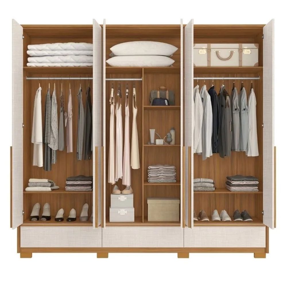 Guarda-roupa Notável NT 6035 com Espelho 6 Portas 3 Gavetas - Novalar